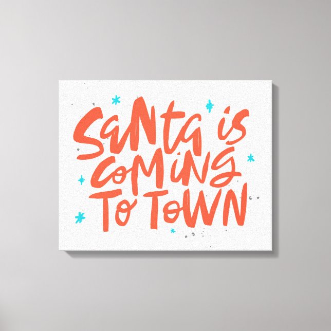 Santa är på väg till Town Helgdag Design Canvastryck (Framsida)