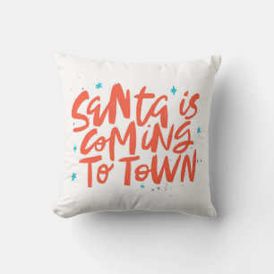 Santa är på väg till Town Helgdag Design Kudde