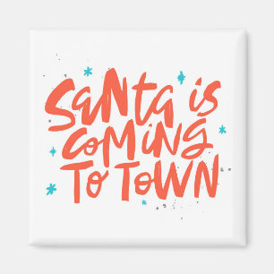 Santa är på väg till Town Helgdag Design Magnet
