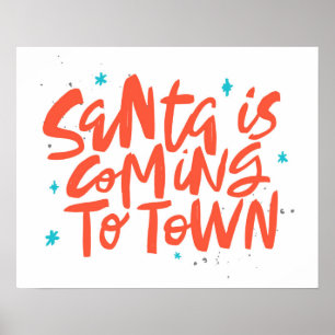 Santa är på väg till Town Helgdag Design Poster