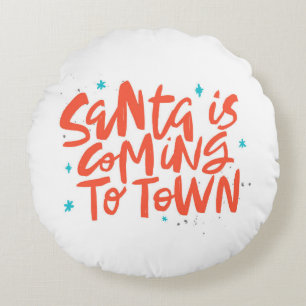 Santa är på väg till Town Helgdag Design Rund Kudde