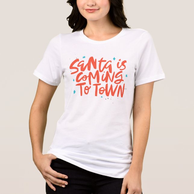 Santa är på väg till Town Helgdag Design T Shirt (Framsida)