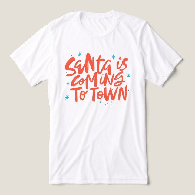 Santa är på väg till Town Helgdag Design T Shirt (Design Framsida)