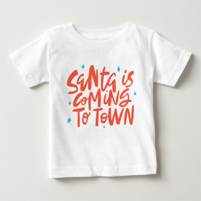Santa är på väg till Town Helgdag Design T Shirt (Framsida)