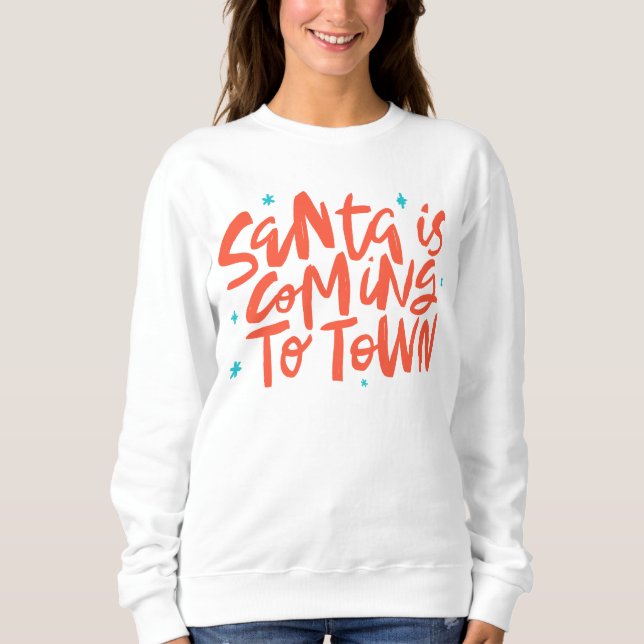 Santa är på väg till Town Helgdag Design T Shirt (Framsida)