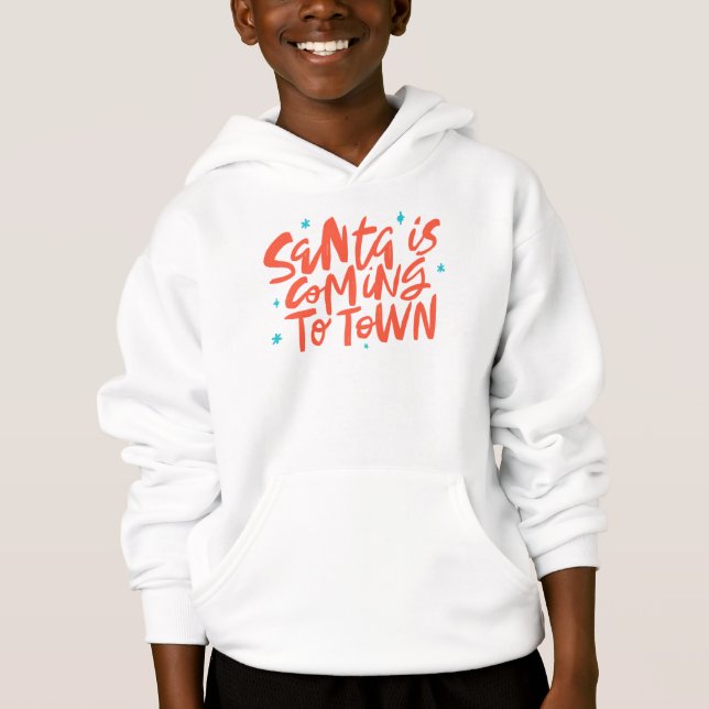 Santa är på väg till Town Helgdag Design T Shirt (Framsida)