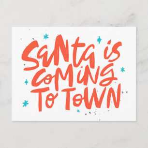 Santa är på väg till Town Helgdag Design Vykort