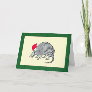 Santa Armadillo jul (grönt gräns) Helgkort