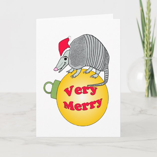 Santa Armadillo Väldigt God jul Helgkort (Framsida)