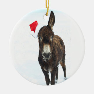 Santa åsna julgransprydnad keramik