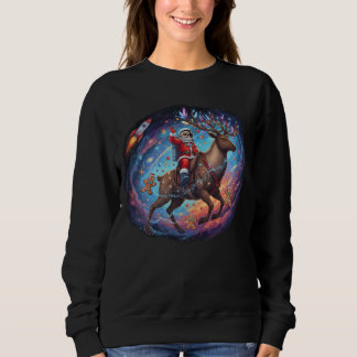 Santa Astronaut Riding Flying Reindeer Space Chris T Shirt