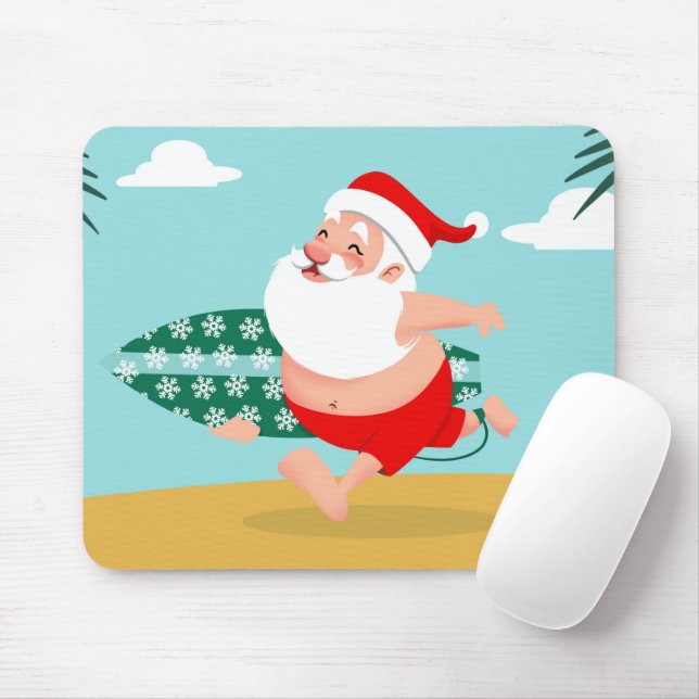Santa at beach cartoon musmatta (Med mus)