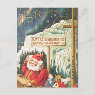 Santa at the North Pole Trådlösa Company Helg Vykort