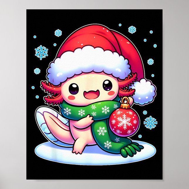 Santa Axolotl Funny Cute Xmas Funny Christmas  Poster (Framsidan)