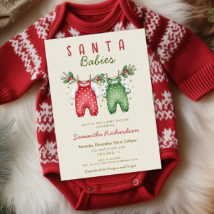 Santa Babies jul tvillingar baby shower Inbjudningar