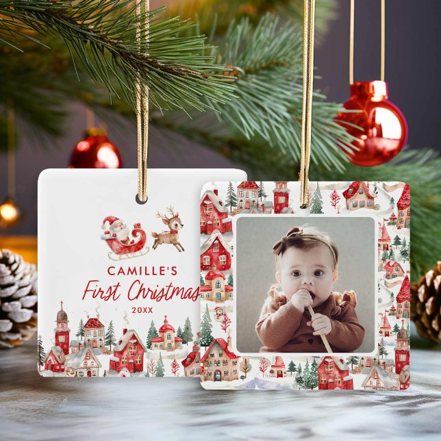 Santa Baby 1:a julfoto Ornament (1st Christmas Santa Baby Photo Ornament)