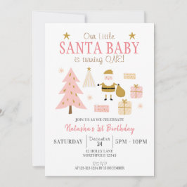 Santa Baby är Turning ONE, Girl Födelsedagsfest Inbjudningar