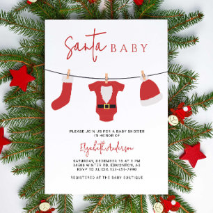 Santa Baby Baby Shower jul Clothesline Inbjudningar