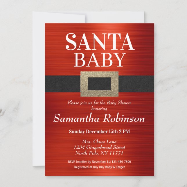 Santa Baby Baby Shower jul Gender Neutral Inbjudningar (Framsida)