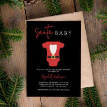 Santa Baby Baby Shower jul Modern Black Red