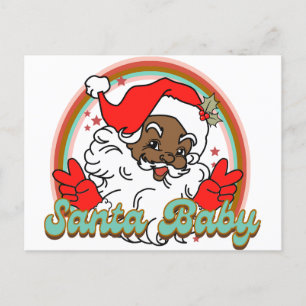 Santa Baby Black Jultomten Melanin jul Helg Vykort