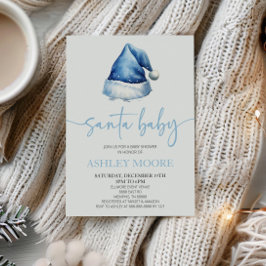 Santa Baby blue Hat-Helgdag Baby Shower Inbjudningar