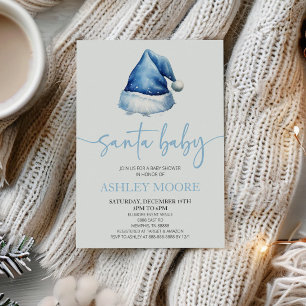Santa Baby blue Hat-Helgdag Baby Shower Inbjudningar