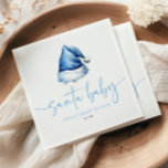 Santa Baby blue Hat-Helgdag Baby Shower Pappersservett<br><div class="desc">Det här är en Baby blue jultomt Helgdag Baby Shower Papper Napkins!</div>