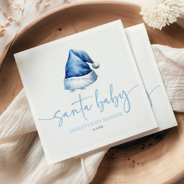 Santa Baby blue Hat-Helgdag Baby Shower Pappersservett (Skapare uppladdad)