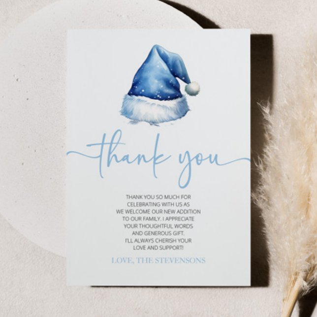 Santa Baby blue Hat-Helgdag Baby Shower Tack Kort (Skapare uppladdad)