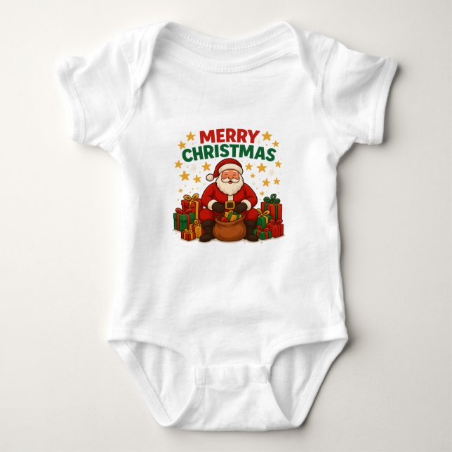 Santa Baby Body – God Jul Semesterpresent T Shirt (Framsida)
