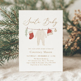 Santa Baby Christmas Baby Clothes Baby Shower Inbjudningar