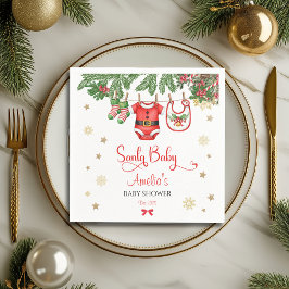 Santa Baby Christmas Baby Shower Napkins Festive Pappersservett