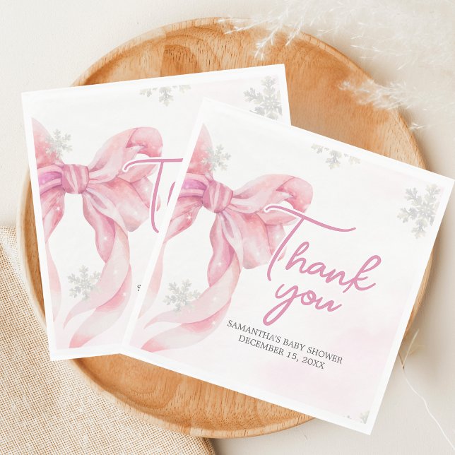 Santa Baby Christmas Baby Shower Pappersservett (Pink Coquette Winter Baby Shower Napkin)