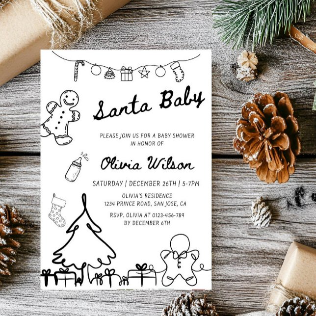 Santa Baby Christmas Baby Shower Party Inbjudningar (Skapare uppladdad)