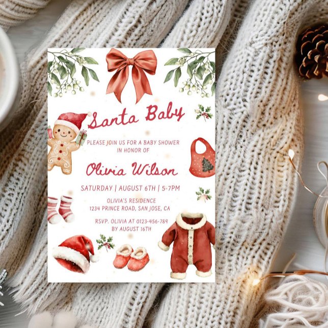 Santa Baby Christmas Baby Shower Party Inbjudningar (Skapare uppladdad)