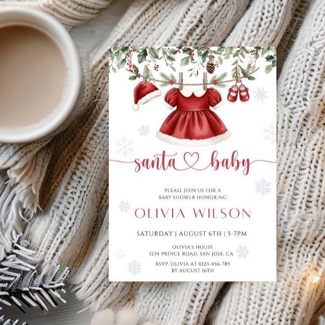 Santa Baby Christmas Baby Shower Party Inbjudningar (Skapare uppladdad)
