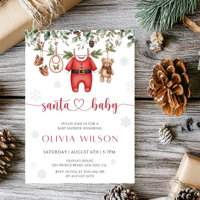 Santa Baby Christmas Baby Shower Party Inbjudningar (Skapare uppladdad)