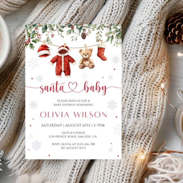 Santa Baby Christmas Baby Shower Party Inbjudningar (Skapare uppladdad)