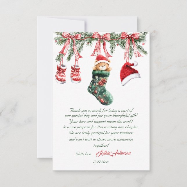 Santa Baby Christmas Baby Shower Tack Kort (Framsida)