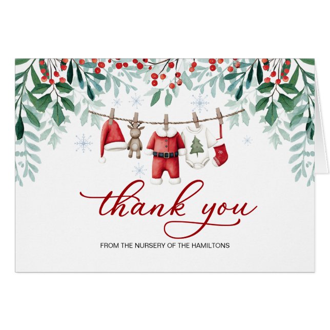 Santa Baby Christmas Baby Shower Thank You Hälsningskort (Framsidan Horizontal)