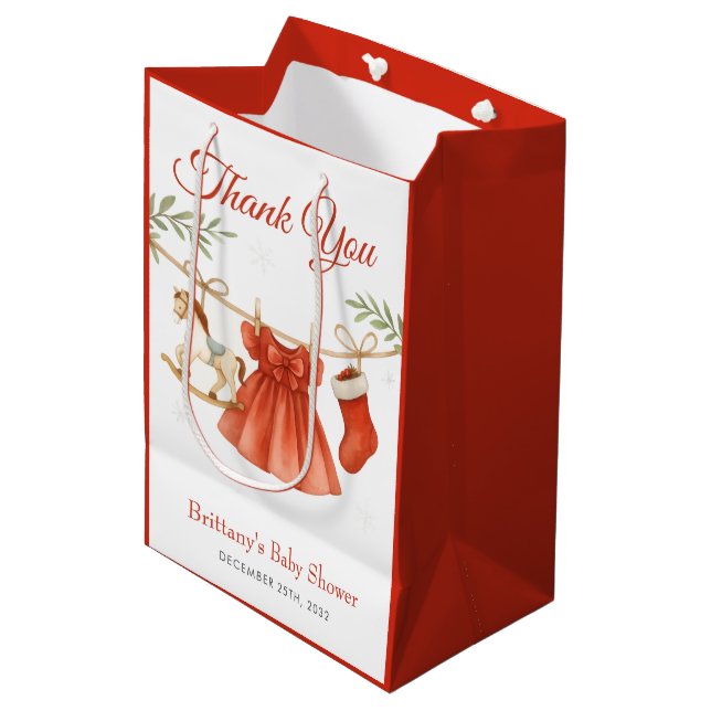 Santa Baby Christmas Clothesline Girl Baby Shower  (Framsidan Vinklad)