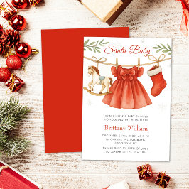 Santa Baby Christmas Clothesline Girl Baby Shower  Inbjudningar