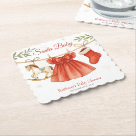 Santa Baby Christmas Clothesline Girl Baby Shower  Underlägg Papper