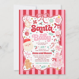 Santa Baby Christmas Coquette Bow Baby Shower Inbjudningar