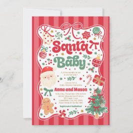 Santa Baby Christmas Coquette Bow Baby Shower Inbjudningar