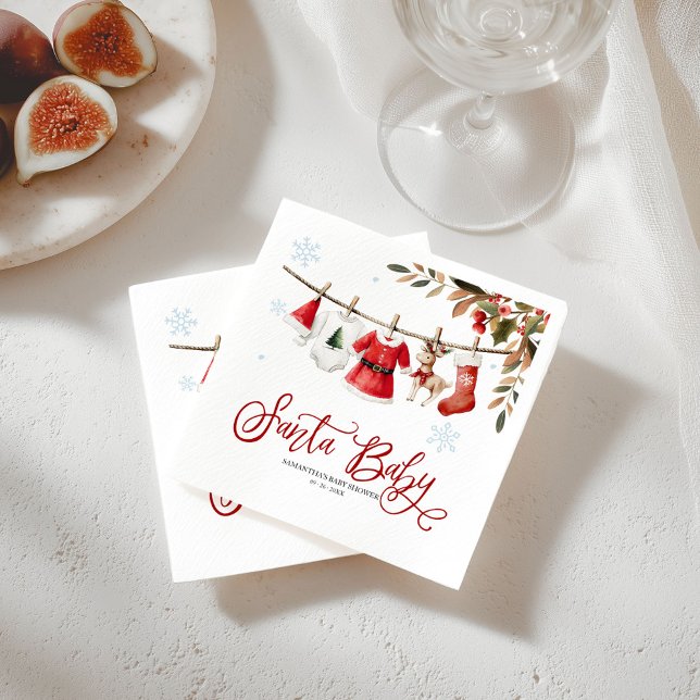 Santa Baby Christmas Girl Baby Shower Napkins Pappersservett (Skapare uppladdad)