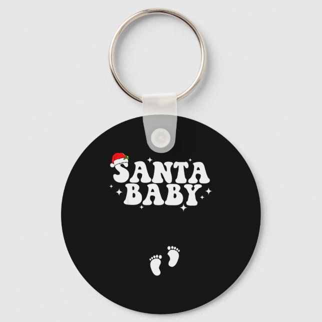 Santa Baby Christmas Pregnancy Announcement Pregna Nyckelring (Framsida)