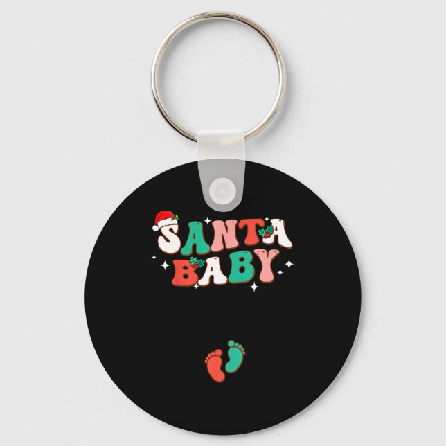 Santa Baby Christmas Pregnancy Announcement Pregna Nyckelring (Framsida)