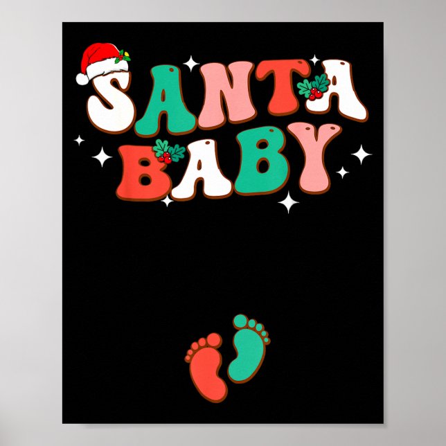 Santa Baby Christmas Pregnancy Announcement Pregna Poster (Framsidan)
